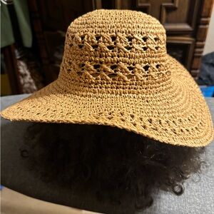 Time and Tru Crochet Straw Sun Hat - Tan